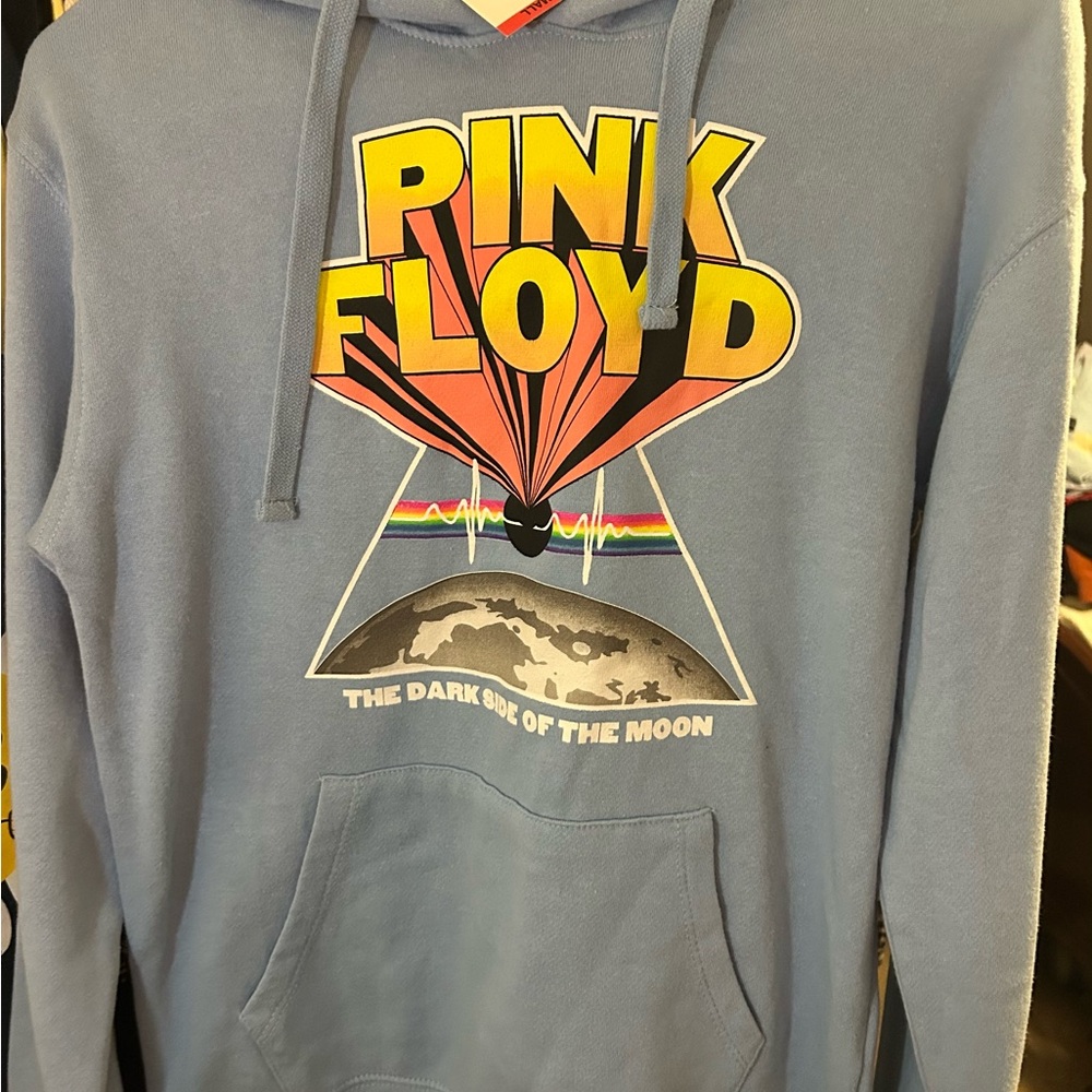 Pink Floyd Dark Side of the Moon Hoodie Light Blue XS Official